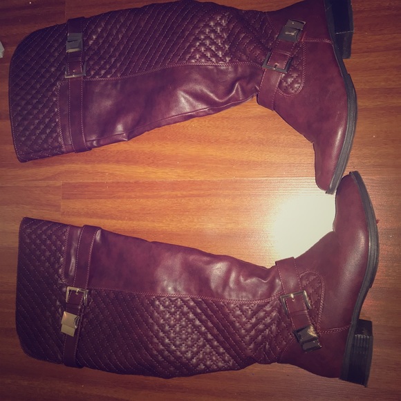 These are red wine knee high boots - Picture 1 of 4